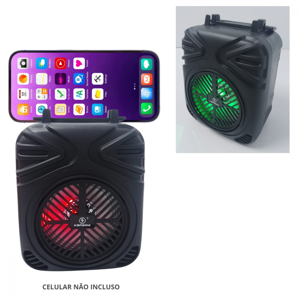 Caixa de Som Portátil Bluetooth Kapbom KA-9111 18W LED RGB