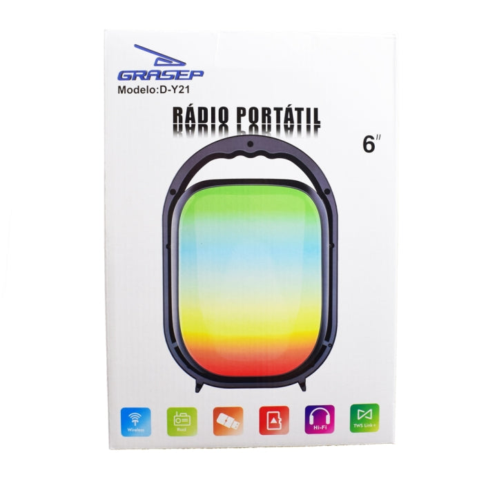 Caixa de Som Bluetooth Portátil Grasep D-Y21 15W RMS Preta