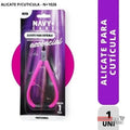 Alicate para cutícula Navy+Care rosa na embalagem