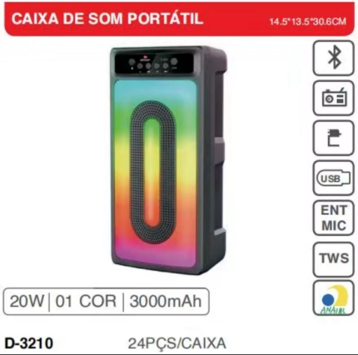 Rádio Portátil Bluetooth Grasep D-3210 20W RMS