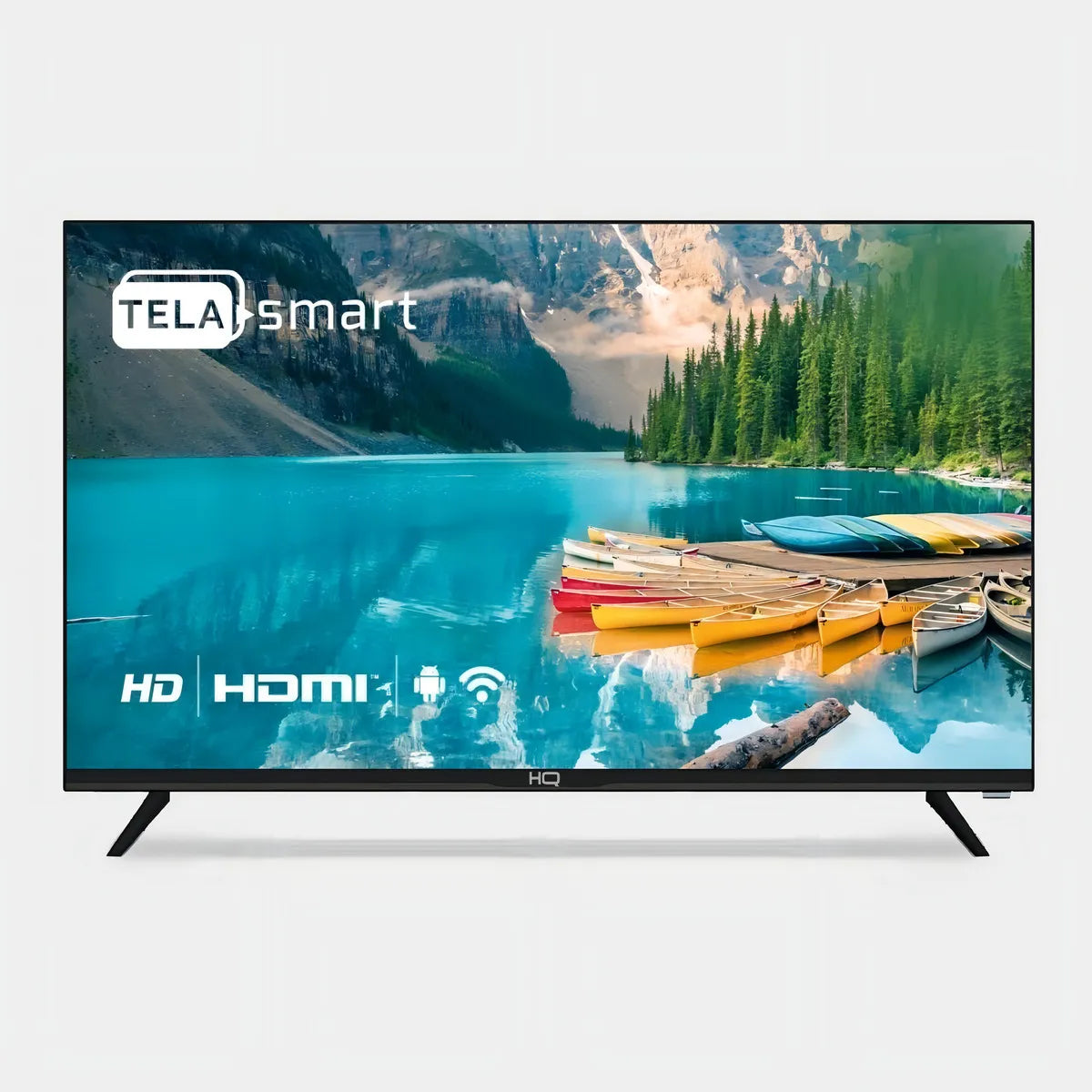 Smart TV 32 polegadas com imagem de tela de um lago