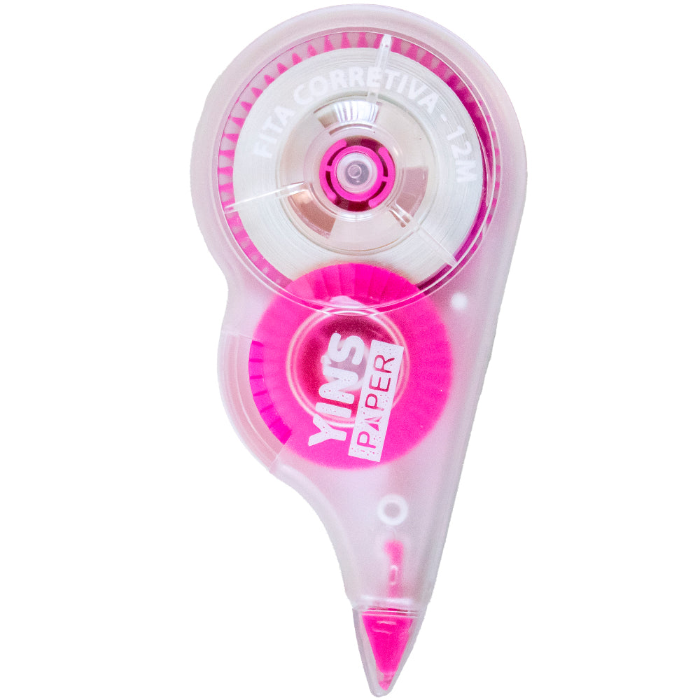 Fita corretiva rosa 5mm e 12m da marca Yins